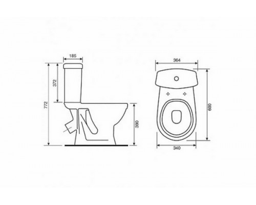 44901110522 Унитаз-компактСуперкомпактСтандарт, нижний подвод воды, горизонтальный выпуск (старый арт. 44901130522) 44901110522
