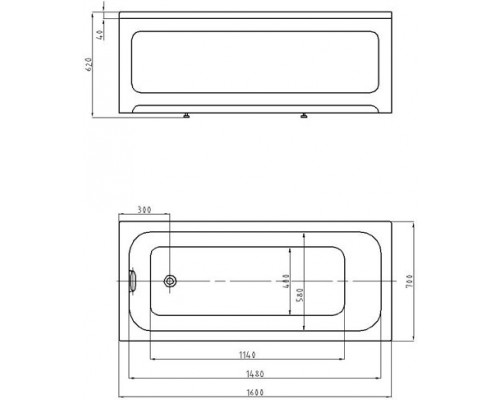 Ванна Мия прямоугольная 16070 см MIY160-0000001