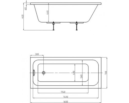 Ванна Мия прямоугольная 16070 см MIY160-0000001