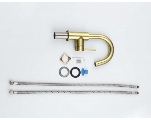 AQ1307BG ЕВРОПА смеситель для раковины, без донного клапана, шлиф. золото AQ1307BG