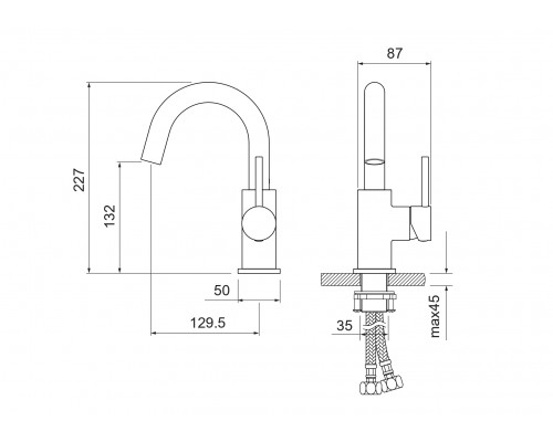 AQ1307BG ЕВРОПА смеситель для раковины, без донного клапана, шлиф. золото AQ1307BG