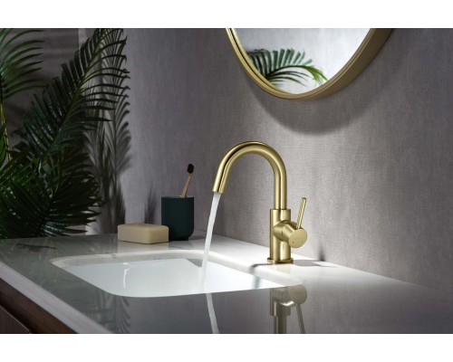 AQ1307BG ЕВРОПА смеситель для раковины, без донного клапана, шлиф. золото AQ1307BG