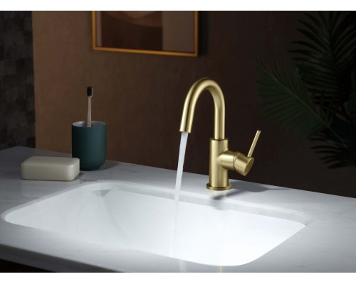 AQ1307BG ЕВРОПА смеситель для раковины, без донного клапана, шлиф. золото AQ1307BG
