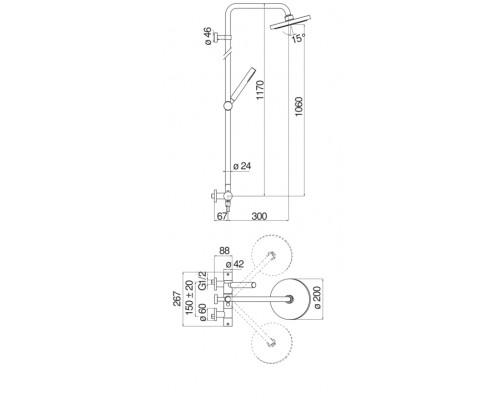 LV00030/50WM LIVE термостатическая душевая система, верхний душ 20 см, матовый белый LV00030/50WM