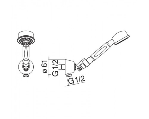 AD143/7FLP душевой набор с шланговым подсоединением, глянцевый черный AD143/7FLP