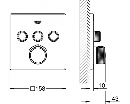 29157LS0 Grohtherm SmartControl Внешняя часть термостатического смесителя на 3 выхода, белая луна 29157LS0