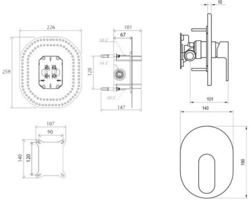 Смеситель встроенный без переключателя CR 066.00 X070057