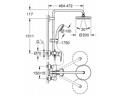 26244001 Tempesta New Душевая система 200, хром 26244001