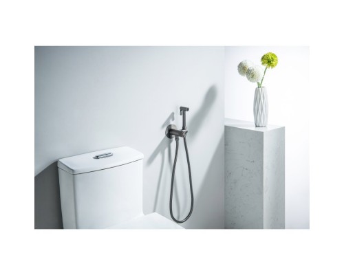 AQ1023BGM БЕТТА комплект для гигиенического душа Select встроенный (смеситель + гигиеническая лейка + шланг), оружейная сталь (шлиф. черный хром) AQ1023BGM