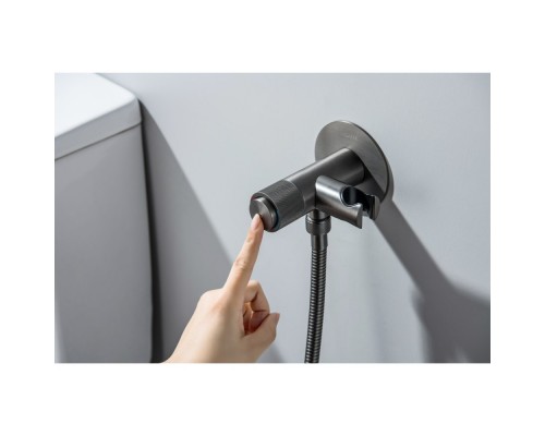 AQ1023BGM БЕТТА комплект для гигиенического душа Select встроенный (смеситель + гигиеническая лейка + шланг), оружейная сталь (шлиф. черный хром) AQ1023BGM
