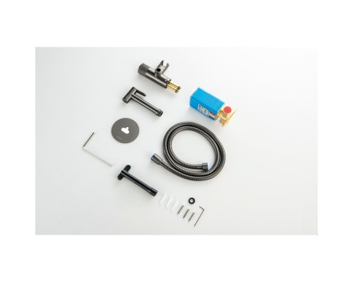 AQ1023BGM БЕТТА комплект для гигиенического душа Select встроенный (смеситель + гигиеническая лейка + шланг), оружейная сталь (шлиф. черный хром) AQ1023BGM