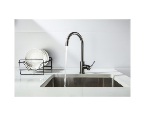 AQ1182BGM БЕТТА смеситель для кухни, оружейная сталь (шлиф. черный хром) AQ1182BGM