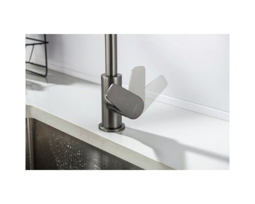 AQ1182BGM БЕТТА смеситель для кухни, оружейная сталь (шлиф. черный хром) AQ1182BGM