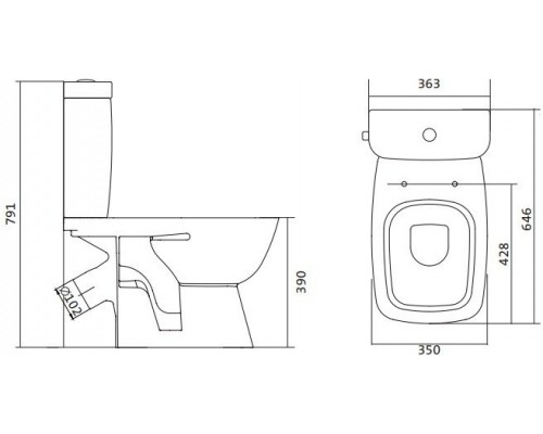 1.WH30.2.471 НЕО Лайт Унитаз-компакт (станд, 2-реж., дюро, метал крепеж, softclose, тонкое) 1.WH30.2.471