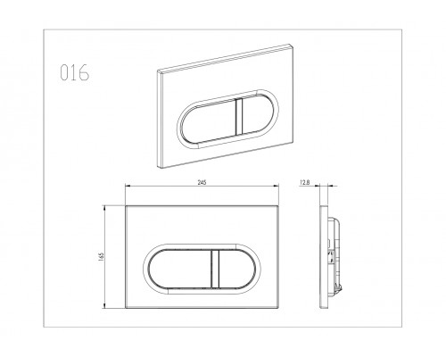 KDI-0000050 (016C-1) Панель смыва Оружейная сталь матовая (клавиши прямоугольные) KDI-0000050