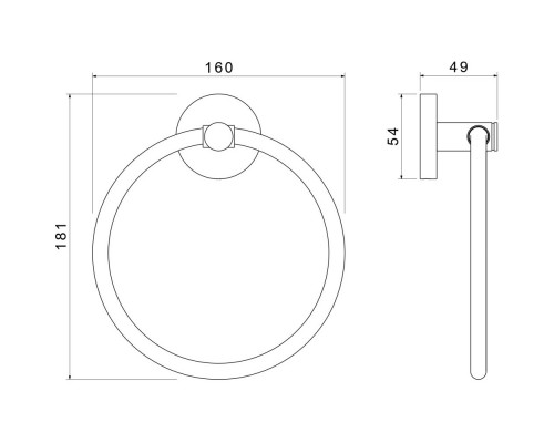 AQ4112BGM ЕВРОПА полотенцедержатель кольцо, оружейная сталь (шлиф. черный хром) AQ4112BGM