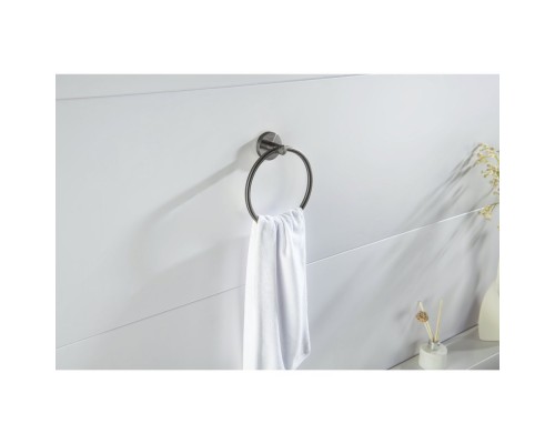 AQ4112BGM ЕВРОПА полотенцедержатель кольцо, оружейная сталь (шлиф. черный хром) AQ4112BGM