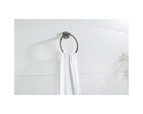 AQ4112BGM ЕВРОПА полотенцедержатель кольцо, оружейная сталь (шлиф. черный хром) AQ4112BGM