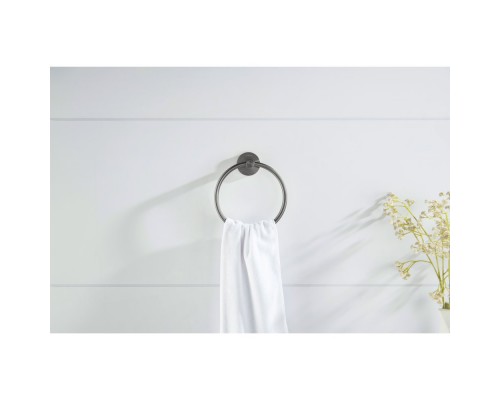 AQ4112BGM ЕВРОПА полотенцедержатель кольцо, оружейная сталь (шлиф. черный хром) AQ4112BGM