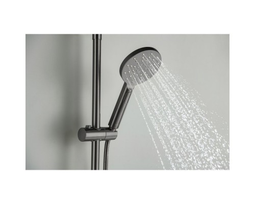 AQ2343BGM ЕВРОПА термостатическая душевая система (смеситель для душа) 220мм, оружейная сталь (шлиф. черный хром) AQ2343BGM