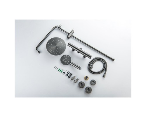 AQ2343BGM ЕВРОПА термостатическая душевая система (смеситель для душа) 220мм, оружейная сталь (шлиф. черный хром) AQ2343BGM