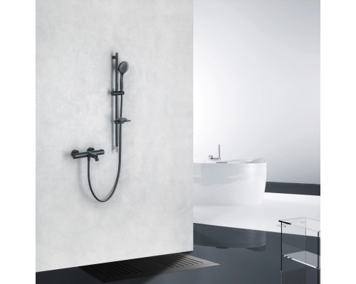 AQ1043MB ВЕГА термостатический смеситель для ванны, матовый черный AQ1043MB