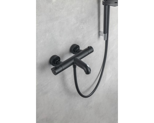 AQ1043MB ВЕГА термостатический смеситель для ванны, матовый черный AQ1043MB