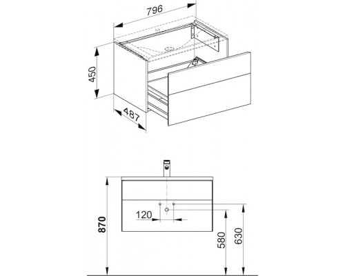 34060140000 ROYAL REFLEX Тумба под умывальник 796х487х450, цвет Трюфель 34060140000