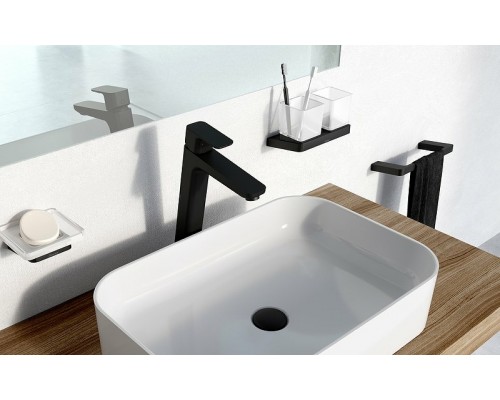 Держатель с двумя стаканами (стекло) TD 220.20 черный X07P558