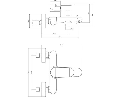 AQ1840BG НИКА смеситель для ванны, шлиф.золото AQ1840BG