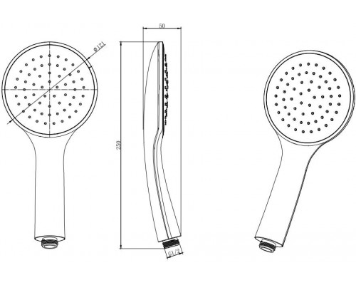 AQ2001MB ВЕГА ручной душ 1jet, матовый черный AQ2001MB