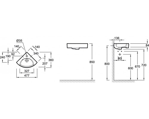 EGP112-00 Odeon RG Угловой рукомойник 34 см34 см EGP112-00