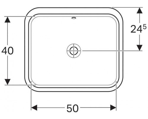 500.764.01.2 Geberit VariForm Раковина с установкой под столешницу прямоугольной формы, T1=50х40 см, без отв. под смеситель, с отв. перелива 500.764.01.2