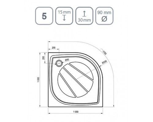 Поддон ELIPSO PRO-100 ЧЕРНЫЙ матовый XA23AA01010BM