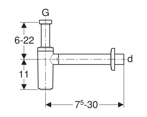 151.034.14.1 Сифон для раковины черный матовый 32 мм 151.034.14.1