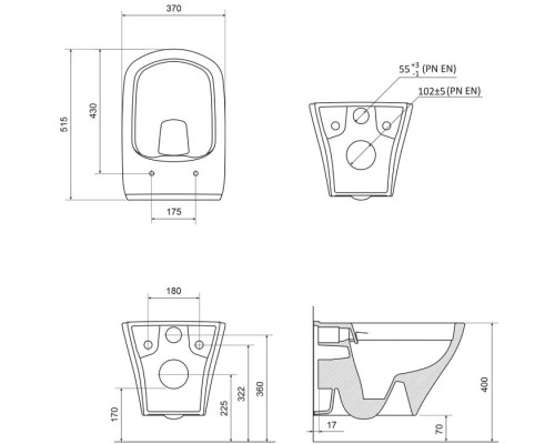 Унитаз подвесной CLASSIC RimOFF (безободковый) белый X01671