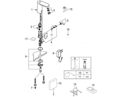 36325001 Eurosmart Cosmopolitan Смеситель инфракрасный для раковины (220 В), хром 36325001