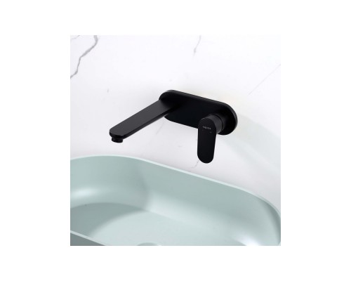 AQ1813MB НИКА смеситель для раковины настенный (внешняя и скрытая часть), матовый черный AQ1813MB