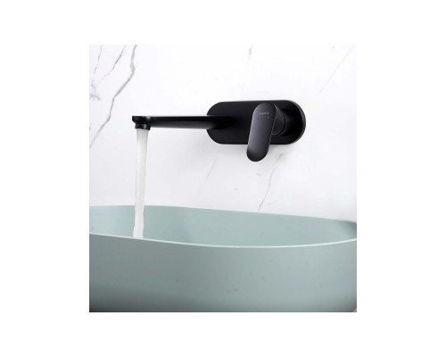 AQ1813MB НИКА смеситель для раковины настенный (внешняя и скрытая часть), матовый черный AQ1813MB