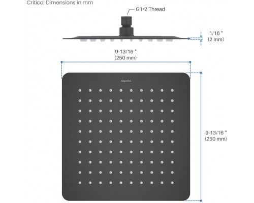 AQ2072MB квадратный верхний душ 2502502 мм, матовый черный AQ2072MB