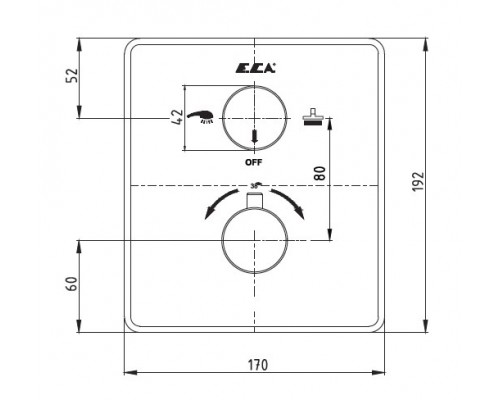 102167215EX-KDE термостатический смеситель для ванны(внешняя часть) 102167215EX-KDE