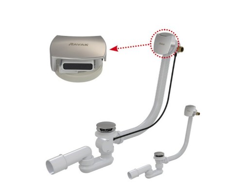 Сточный комплект с заполнением переливом хром (квадратный) 800мм X01504