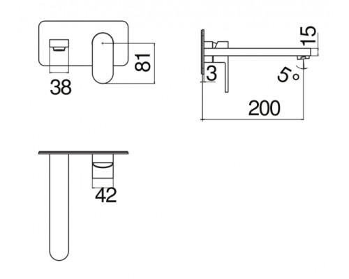 UP94198/1CR UP смеситель для раковины настенный (внешняя часть) UP94198/1CR
