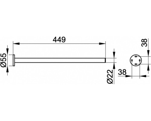 14920370000 PLAN Полотенцедержатель одинарный, неповоротный 449 мм, чёрный матовый 14920370000
