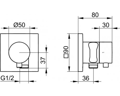59549011202 IXMO Встраиваемый запорный вентиль с переключателем на 3 потребителя, выводом для шланга и держателем лейки, хром 59549011202