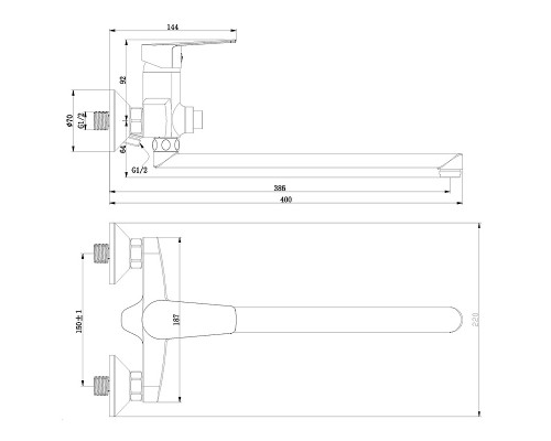S35-35 Смеситель одноручный (35мм) универсальный с поворотным изливом 350 мм, кнопочный дивертор, хр S35-35