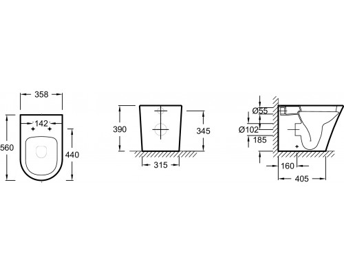 EDAA102-00 Rodin+ Приставной унитаз со стандартным ободом, белый EDAA102-00