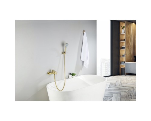 AQ1249BG ОБЕРОН смеситель для ванны с душевым набором 3jet, шлиф. золото AQ1249BG