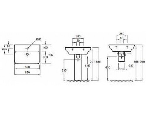 EGC112-00 Struktura Раковина 65x48 с отв.для смесителя,сл.пер.,белый EGC112-00