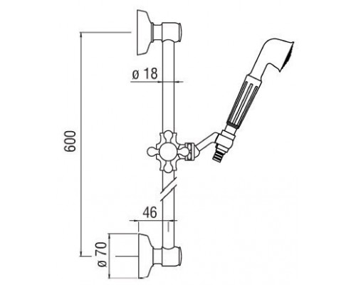 AD140/10BR душевой гарнитур 60 см 1jet, бронза AD140/10BR